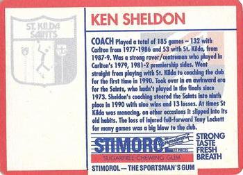 1991 Scanlens Stimorol #99 Ken Sheldon Back